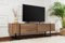 Dmora - Mobile porta TV Colzate, Credenza da soggiorno, Armadio basso per TV, Base parete attrezzata, 180x30 h50 cm, Noce e Nero