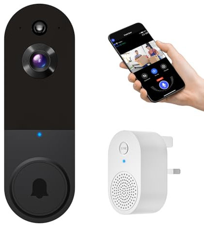 FineLuck Video Doorbell Camera WiFi Wireless with Doorbell Receiver, Battery Powered, AI Human Detection, 2-Way Talk, 2.4G Wi-Fi, Cloud Storage, Indoor Outdoor Surveillance