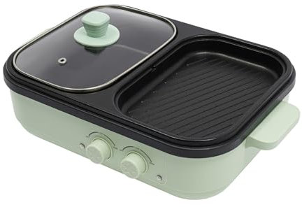 CHFUNE Elektrischer Hot Pot und Tischgrill 2 in 1 Kochtopf, 1300W Hot Pot Elektrisch und BBQ Grill Grillplatte mit 2 unabhängiger Temperaturregelung für 1-3 Personen Für Zuhause,Schlafsaal