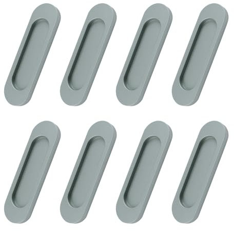 MOROBOR Selbstklebende ovale Schiebetürgriffe, Aluminiumlegierung, bündig, stanzfreier Griff für Schiebetüren, Fenster, Schränke (mattgrau, 100 mm), 24 Stück