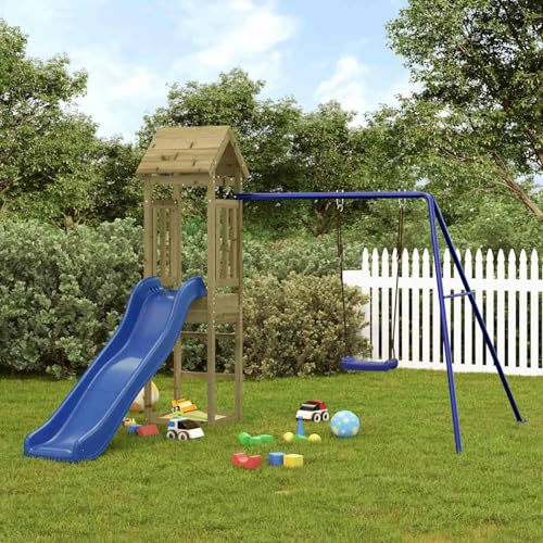 Snsowed Spielturm, Spielturm Mit Rutsche Und Schaukel, Spielplatz Outdoor, Spielhaus Garten, Spielplatz, Spielgeräte Für Outdoor, Imprägniertes Kiefernholz