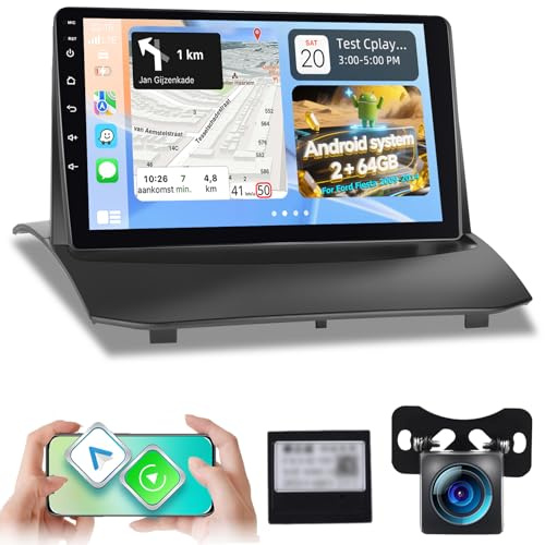 2+64GB Android Car Radio for Ford Fiesta 2009-2014 9 inch Screen Stereo | Carplay/Android Auto/Wi-Fi/Bluetooth+AHD Backup Camera