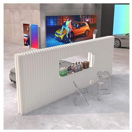 Raumteiler Einziehbarer Raumteiler Aus Papier, Zusammenklappbarer Sichtschutz Mit Fenster, Tragbare Trennwand Aus Papier Für 4S Store, Große Ausstellung, Hochzeit, Festival, Party(5x2.2 m/16.4x7.22 ft
