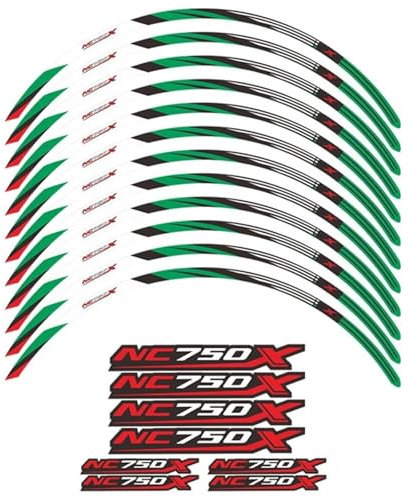 SHYYBD Adesivi Ruota Set di Adesivi per Cerchi Moto, Adesivi per H&Onda NC750X, NC750 NC 750 X 750X 2014-2023, Strisce Adesive Impermeabili, 17 Pollici Adesivi Ruote per Cerchioni(Verde)