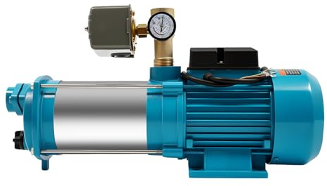 JJsdwin Gartenpumpe Selbstansaugend, 1300W Centrifugal Pump mit Druckschalter, Max. Druck 9,8 bar | Max. Saughöhe 8m | Max. Wassertemperatur 35 ℃