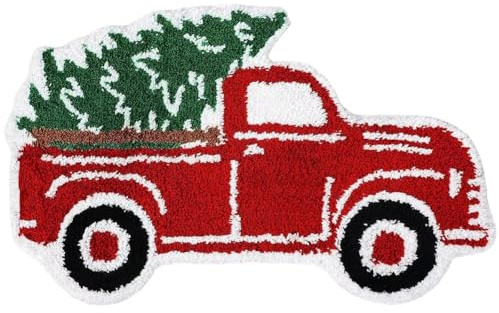Dinntty Weihnachtsteppich, Weihnachtsbaum-Auto-förmiger Flächenteppich, rutschfeste Fußmatte, Weihnachtsbadematte, Weihnachtsbodenmatte Für Weihnachtsdekorationen Zu Hause