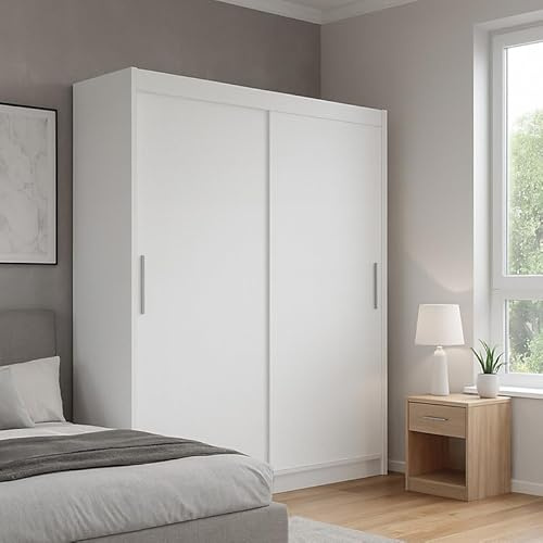 Agritrade AK BEGA I 180 Sliding Wardrobe with Hanging Rail and Shelves White