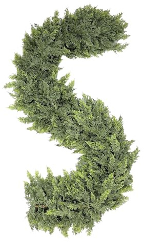 Christmas Cypress Garland, Synthetic Cypress Garland Realistic Plant Decoration for Winter and Christmas Holidays for TV Cabinet, Fireplace, Door, Stairs, Home,