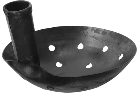 NUOBESTY Metall Gartensiebkelle 17cm mit 1cm Löchern Robuste Mistschaufel aus Eisen für Dachrinnen Teich und Grabenreinigung Vielseitiges Gartenschaufel Werkzeug für Entwässerung und