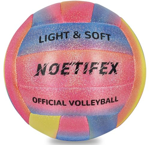 Noetifex Soft Volleyball, Size 5 Super Soft Fabric Lightweight Volleyball for Indoor Practice, Quiet & Safe Training Ball for Kids, Youth & Beginners, Home & Yard Play (Deflated)