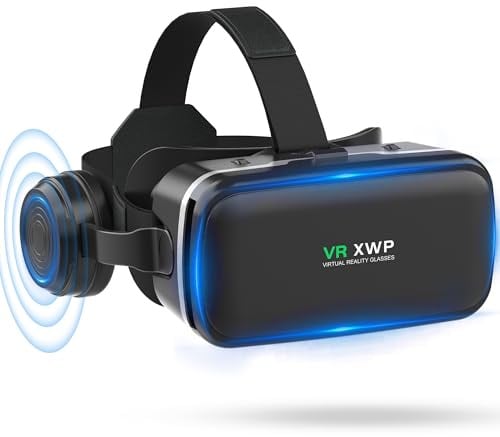 XWP Visore Realtà Virtuale, Occhiali VR 3D Con Cuffie E Lenti HD Con Filtro Luce Blu, Compatibile Con iPhone E Android (4,7–6,8), Ideale Per Giochi E Film, Regalo Di Compleanno Per Amici E Famiglia