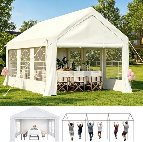 Hawthyhome Partyzelt 3x6m Pavillon Wasserdicht Stabil Weiß | PE PlaneGartenzelt UV Schutz 50++ Zelt Festzelt Gartenpavillon für Garten,Party,Festival