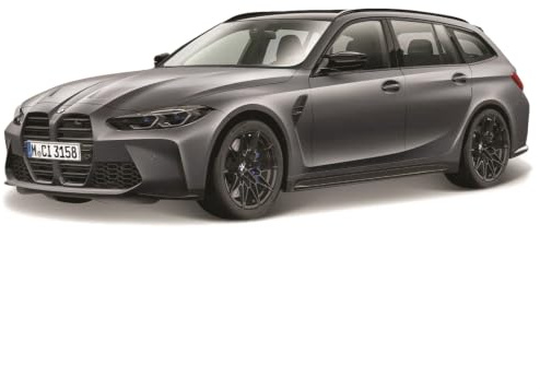 Bburago BMW M3 Touring G81, grau - Modellauto 1:24 Die-Cast Originalgetreues Sammlerauto Spielzeugauto mit beweglichen Türen, ab 3+ (18-21112G)
