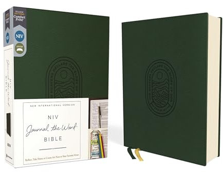 NIV, Journal the Word Bible (Perfect for Note-Taking), Leathersoft, Green, Red Letter, Comfort Print: Reflect, Take Notes, or Create Art Next to Your Favorite Verses