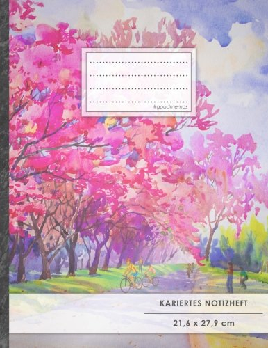 Kariertes Notizbuch • A4-Format, 100+ Seiten, Soft Cover, Register, Mit Rand, „Frühlingstraum“ • Original #GoodMemos Quad Ruled Notebook • Perfekt als Matheheft, Skizzenbuch, Notizheft, Tagebuch