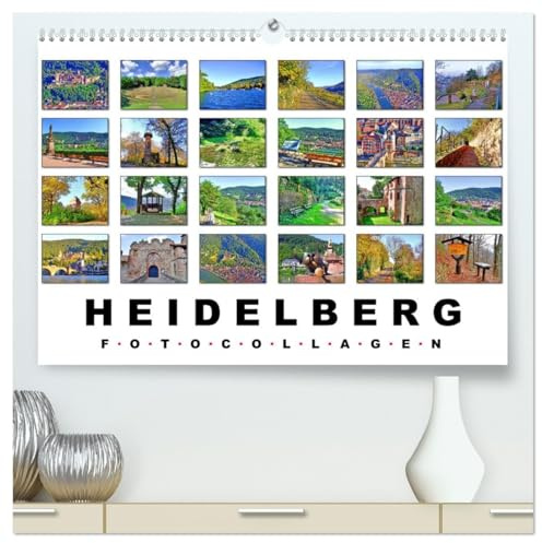 Heidelberg Fotocollagen (hochwertiger Premium Wandkalender 2026 DIN A2 quer), Kunstdruck in Hochglanz: Historische Orte in Heidelberg (CALVENDO Orte)