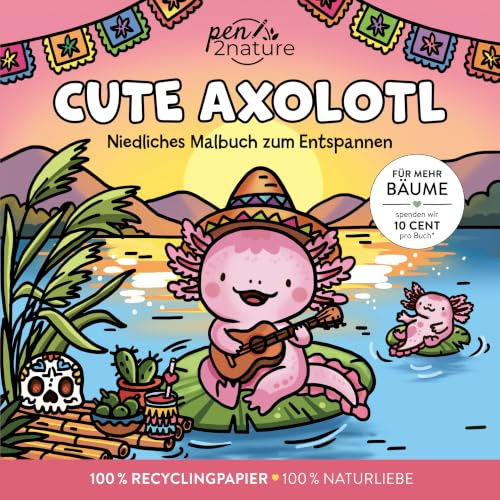 Cute Axolotl: Niedliches Malbuch zum Entspannen (Cozy Ausmalbücher): Niedliches Malbuch zum Entspannen I 46 Motive ohne KI
