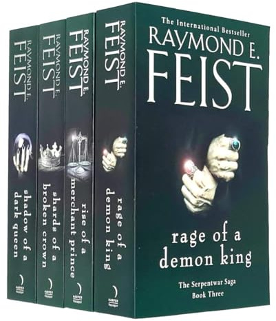 Raymond E. Feist The Serpentwar Saga 4 Books Complete Collection Set - Shadow of a Dark Queen, Rise of a Merchant Prince, Rage of a Demon King, Shards of a Broken Crown)