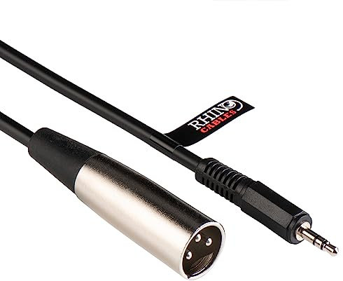 rhinocables® 2m 3.5mm Stereo Jack Plug to Male XLR Audio Adaptor Cable Adapter Lead DJ to Laptop A1310