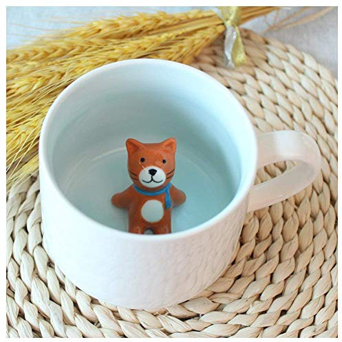 Hotmiss Tasse à café 3D avec motif animal mignon à l'intérieur de la tasse en céramique de dessin animé pour femme et amie – Tasses du matin pour thé, jus, lait, chocolat, cappuccino