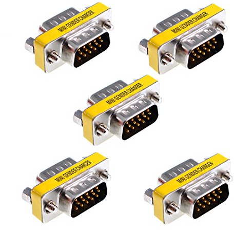 Oiyagai 5 Stück HD DB15 VGA Männlich zu Männlich Nullmodem Serielles Kabel Kupplung Gender Changer