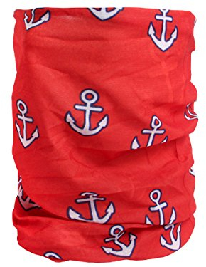 Halstuch Schlauchschal Damen Multifunktionstuch Schutz Herren Maritim-Look mit Anker Outdoor Atmungsaktiv Wetterfest Sport Rundschal Motorrad Tuch Loop (Anker rot)