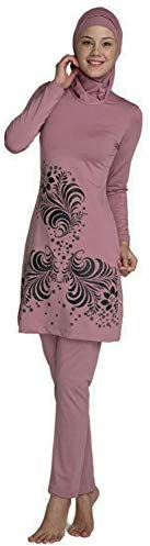 WOWDECOR Muslimischer Badeanzug, Muslimische Bademode Burkini für Damen Frauen Mädchen Full Cover Hijab, Islamische Muslim Schwimmanzug UV Schutz Kleidung(Dunkelrot, Asien L=EU-Größe 38-40öße 38-40)