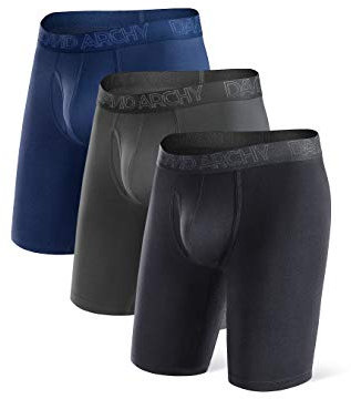 DAVID ARCHY Boxer Homme Lot de 3 Long Caleçon Court en Fibre de Bambou Braguette sous-Vêtement Élastique Respirant Confortable