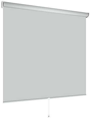Springrollo Mittelzugrollo Schnapprollo viele Größen und Farben Montage Träger Metall Rollo Vorhang Blickdicht lichtdurchlässig Fenster Sonnenschutz Sichtschutz Blendschutz (200 x 180 cm, Hellgrau)