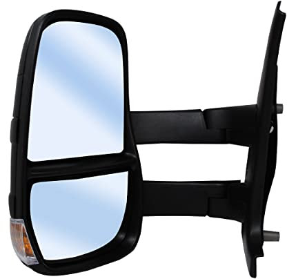 Kawin Spiegel links, elektrisch, beheizbar mit Blinker und Temperatursensor, für IVECO DAILY 2006-2013, Türhalterung, Mittel, Schwarz