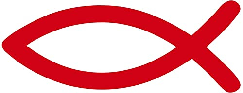 timalo® 6 Stück Christlicher Fischaufkleber fürs Auto 9x3cm Ichthys (rot) Autoaufkleber Fisch