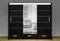 AtoZ Modern High Gloss Sliding 2 or 3 Doors Long Led Wardrobe in 3 Colours 2 Sizes (254cm, Black)