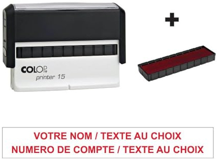 Personalisierbarer Stempel, 2 Zeilen, Colop Printer 15, 69 x 10 mm, für Bestellung und Scheckübergabe, Rot