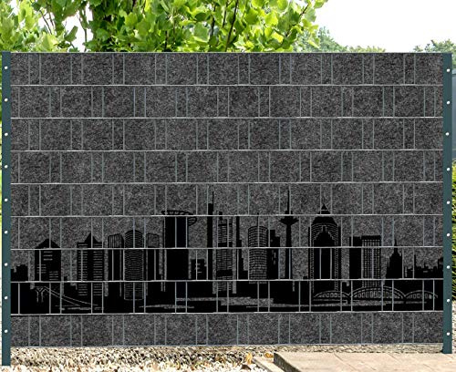 PerfectHD Zaunsichtschutz - Florenz City 3 - Sichtschutz für den Garten - 2,50 x 1,80 x 0,19 m - 9 Streifen