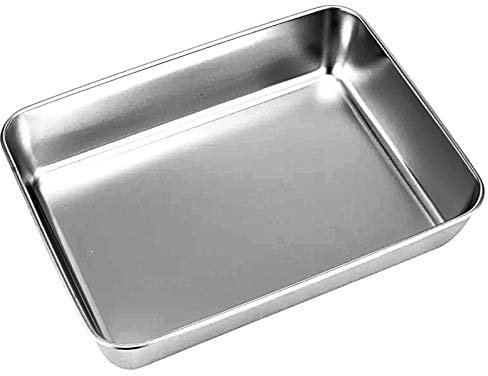 Gizodhij Tiefes Backblech, Edelstahl-Backblech zum Backen, Kochen, rechteckiges Backblech mit hochglanzpolierter Innenseite, antihaftbeschichtet, spülmaschinenfest - 30x35x5,5cm