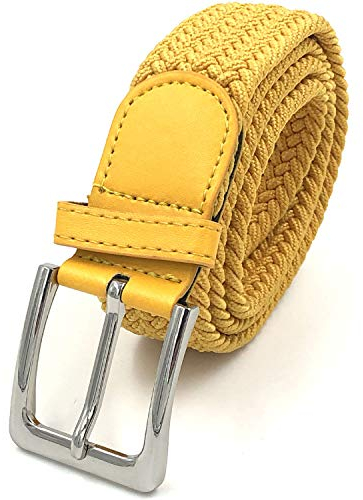 LisaModa Herren Stretch Flechtgürtel LM1000 Stretchgürtel Stoffgürtel Viele Farben (Gelb 030, 100-125)