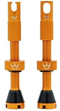 Peaty's X Chris King MK2 Tubeless Ventil Presta - Integrierter Speichenschlüssel & Ventilkernentfernungskappen, Mountainbike, Rennrad Fahrrad Reifen, Kompatibel einfügen, 7075 Aluminium - 42mm Orange