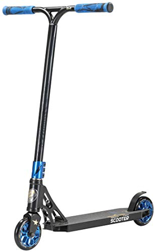 STAR SCOOTER Professional Freestyle Kick Stunt Scooter ab 8 Jahre | 120mm ABEC-9 Lager Alu Kinder City Roller mit HIC für Fortgeschrittene | Schwarz Blau