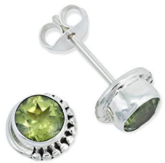 Ohrstecker 925 Silber Peridot leuchtend grüner Stein Edelstein Ohrringe echt Silber Damen Sterling Silber Stecker Geschenk(MOS-028-59)