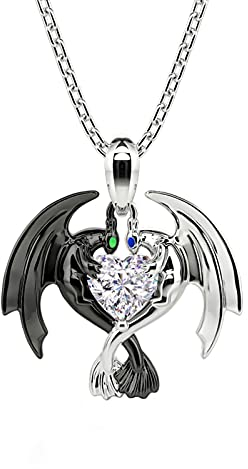 Jeulia Hug Me Drachenpaar Herzschliff Sterling Silber Halskette für Frauen Verlobung Anniversary Geschenk Halskette für Ehefrau Ehemann und Ehefrau Paare Halskette mit Schmuckschatulle (White)