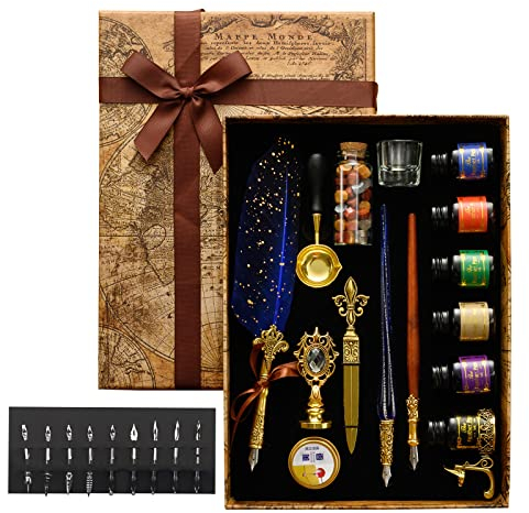 AOMAYLL Füllfederhalter, Quill Pen, Kalligraphie-Füllfederhalter, antik, handgefertigt, mit Tinte, ideal für Anfänger und Erwachsene.