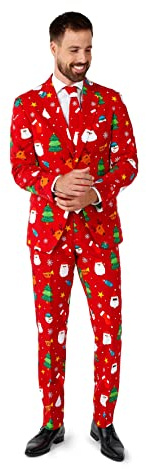 OppoSuits Weihnachtsanzug für Herren - Weihnachten Icons Outfit - Tailliertes Outfit - Festlichkeit Rot