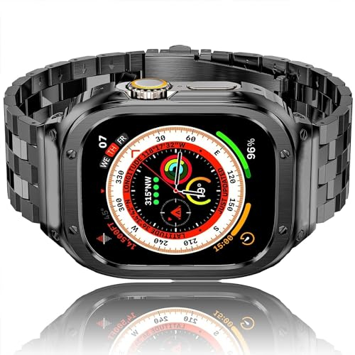 Amznew Correas de Apple Watch compatibles con iWatch Series Ultra (49 mm), correas de metal iWatch y cubierta protectora para hombres,Gris espacial