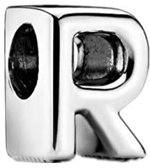 GHMIOU Buchstaben Charms 925 Sterling Silber Alphabet Charm Anhänger für Europäischen Armband Halskette (R)