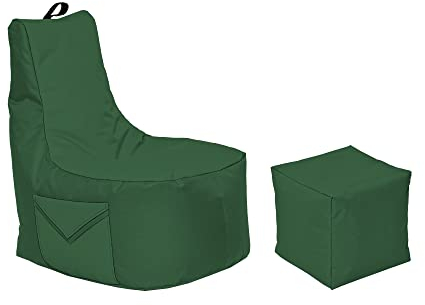 Momiralland Big Gamer Sitzsack mit Lehne Sitzkissen Beanbag BodenKissen Sessel In- & Outdoor geeignet Gaming mit PC Xbox & Playstation (Dunkelgrün)