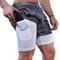 XDSP Shorts Herren 2 in 1 Trainingsshorts Sommer Kurze Hosen Schnelltrocknende Laufshorts, Trainingsshorts Sporthose mit Taschen Kompressionsshorts (Camouflage grau, 3XL)