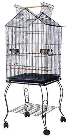 SUNESA Vogelvoliere vogelkäfige Neue Vogelkäfig Eisen Vogel Papageikäfig + Edelstahlschale & abschließbare Räder Bird Home Vogelhaus
