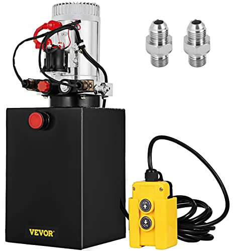 VEVOR Hydraulikpumpe, doppeltwirkendes Hydraulikaggregat, 12 V DC, Kippanhängerpumpe, 3200 PSI, Hydraulikaggregat zum Heben von Kippanhängern und Autos (12 Quart, Stahl/doppeltwirkend)