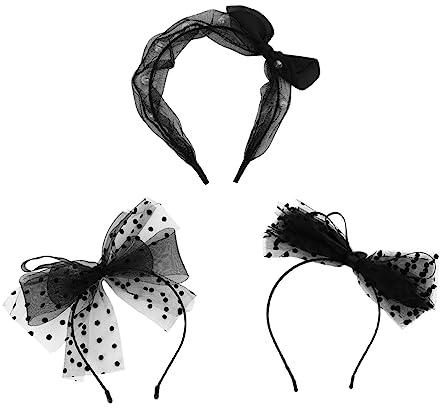 Beavorty 3 Pièces Arc Bandeau Bande De Cheveux En Dentelle - à En Dentelle - à Décoratif Décor En Macramé 80 s Et Coréen Bouton De Manquer