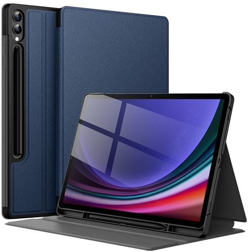 JETech Custodia per Samsung Galaxy Tab S10 Plus/Tab S9 Plus 12,4 Pollici con S Pen Holder, Sottile Folio Stand Protettiva Tablet Cover, Multi-Angolo Visualizzazione (Blu Marino)